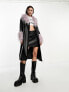 Фото #7 товара Violet Romance faux leather belted trench coat with faux fur trims in black