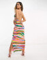 Фото #8 товара ASOS DESIGN satin cami maxi slip dress in multi stripe print