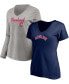 Women's Navy, Heathered Gray Cleveland Indians Team V-Neck T-shirt Combo Set