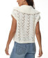 Women's Sailor-Collar Crochet Pullover Top