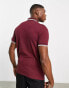 Fred Perry twin tipped logo polo in burgundy Бордовый, XS - фото #2