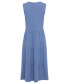 ფოტო #2 პროდუქტის Women's 100% Cotton Sleeveless Tiered Midi Dress