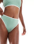 ASOS DESIGN contrast binding high leg high waist bikini bottom in sage green Зеленый, 42 - фото #4