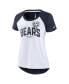 ფოტო #4 პროდუქტის Women's White, Heather Navy Chicago Bears Back Cutout Raglan T-shirt