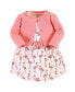 ფოტო #1 პროდუქტის Toddler Girls Organic Cotton Dress and Cardigan, Pink Flamingo