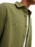 Фото #3 товара ASOS DESIGN overshirt in waffle with patch pocket in khaki