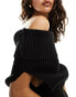 Фото #3 товара NA-KD x Claire Rose knitted off the shoulder top in black