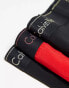 Фото #4 товара Calvin Klein 3-pack briefs with coloured logo waistband in red and black