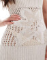 Mango X Siedres crochet flower midi dress in white