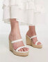 Glamorous espadrille wedge heeled sandals in white