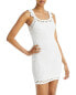 Aqua Marled Crocheted Sleeveless Bodycon Dress White L