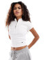 Calvin Klein Jeans rib half zip t-shirt in white