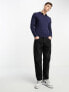 Фото #3 товара Threadbare cotton 1/4 zip long sleeve knitted polo in navy