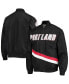 ფოტო #2 პროდუქტის Men's Portland Trail Blazers Black Hardwood Classics 75th Anniversary Authentic Warmup Full-Snap Jacket