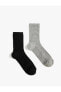 Basic 2'li Soket Çorap Seti Çok Renkli Dokulu