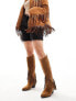 Glamorous Wide Fit knee tassel western boots in chestnut