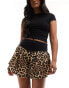 ASOS DESIGN puff ball mini skirt in leopard print