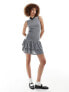 Фото #5 товара COLLUSION slash neck mini dress with ruffle detail in grey