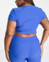 Фото #8 товара South Beach Plus rib cap sleeve crop top in colbalt blue