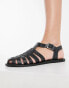 ASOS DESIGN Marina leather fisherman flat shoes in black