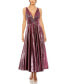 ფოტო #6 პროდუქტის Women's Sleeveless V Neck Pleated Top Metallic Dress