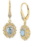 Фото #5 товара Aquamarine (3/4 ct. t.w.) & Diamond (1/8 ct. t.w.) Halo Drop Earrings in 14k Gold-Plated Sterling Silver