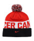 Men's Black, Red Canada Soccer Classic Stripe Cuffed Knit Hat with Pom