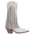 Dingo Gypsy Embroidery Studded Fringe Snip Toe Cowboy Womens White Casual Boots