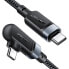 Kabel przewód kątowy w oplocie USB-C 100W 20V 5A 2m czarny