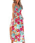 Women's Floral Watercolor Plunging Sleeveless Maxi Beach Dress