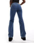 Monki Wakumi low waisted boot cut jeans in la lune mid blue Голубой, W32 - фото #3