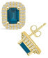 Фото #1 товара London Topaz (2-5/8 ct. t.w.) and Diamond (3/4 ct. t.w.) Halo Stud Earrings in 14K Yellow Gold