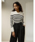 Фото #2 товара Women's Striped Ultra-fine Wool Sweater