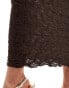 River Island textured midi skirt in dark brown