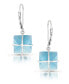 Фото #3 товара Cubic Zirconia Sterling Silver Square Drop Euro Earrings