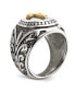 ფოტო #2 პროდუქტის Stainless Steel 14k Gold Accent Antiqued Polished Cross Ring