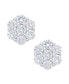 ფოტო #1 პროდუქტის Cubic Zirconia Flower Stud Silver Plate Earrings