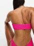 Фото #2 товара ASOS DESIGN mix and match crinkle knot bandeau bikini top in pop pink