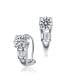 Фото #1 товара Sterling Silver White Gold Plated Cubic Zirconia Petite Hoop Earrings