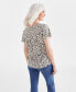 Petite Animal Wind Printed V-Neck Flutter-Sleeve Top, Created for Macy's