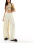 ASOS DESIGN pleated palazzo wide leg trouser with linen in cream