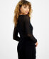 ფოტო #2 პროდუქტის Women's Cowlneck Long-Sleeve Mesh Top, Created for Macy's