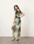 Фото #2 товара ASOS EDITION drape neck midi dress in green shadow print