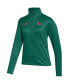 Women's Green Miami Hurricanes 2023 Sideline AEROREADY Raglan Half-Zip Top