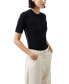 ფოტო #1 პროდუქტის Women's Mozza Short-Sleeve Contrast-Trim Cotton Sweater Top