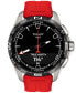 ფოტო #7 პროდუქტის Men's Swiss T-Touch Connect Solar Red Rubber Strap Smart Watch 48mm