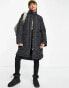 Фото #1 товара Selected Femme quilted longline coat with funnel neck in black - BLACK