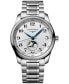 ფოტო #1 პროდუქტის Men's Swiss Automatic Master Moonphase Stainless Steel Bracelet Watch 40mm