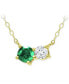 ფოტო #1 პროდუქტის Green Quartz & Cubic Zirconia Two-Stone Pendant Necklace, 16" + 2" extender, Created for Macy's