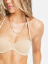 Calvin Klein seamless strapless bra with side fastening in beige